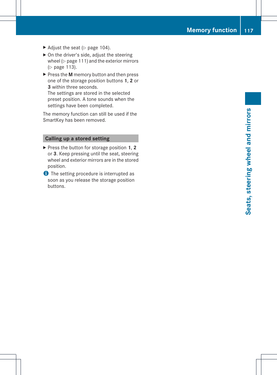 Seats, steering wheel and mirrors | Mercedes-Benz M-Class 2013 Owners Manual User Manual | Page 119 / 458