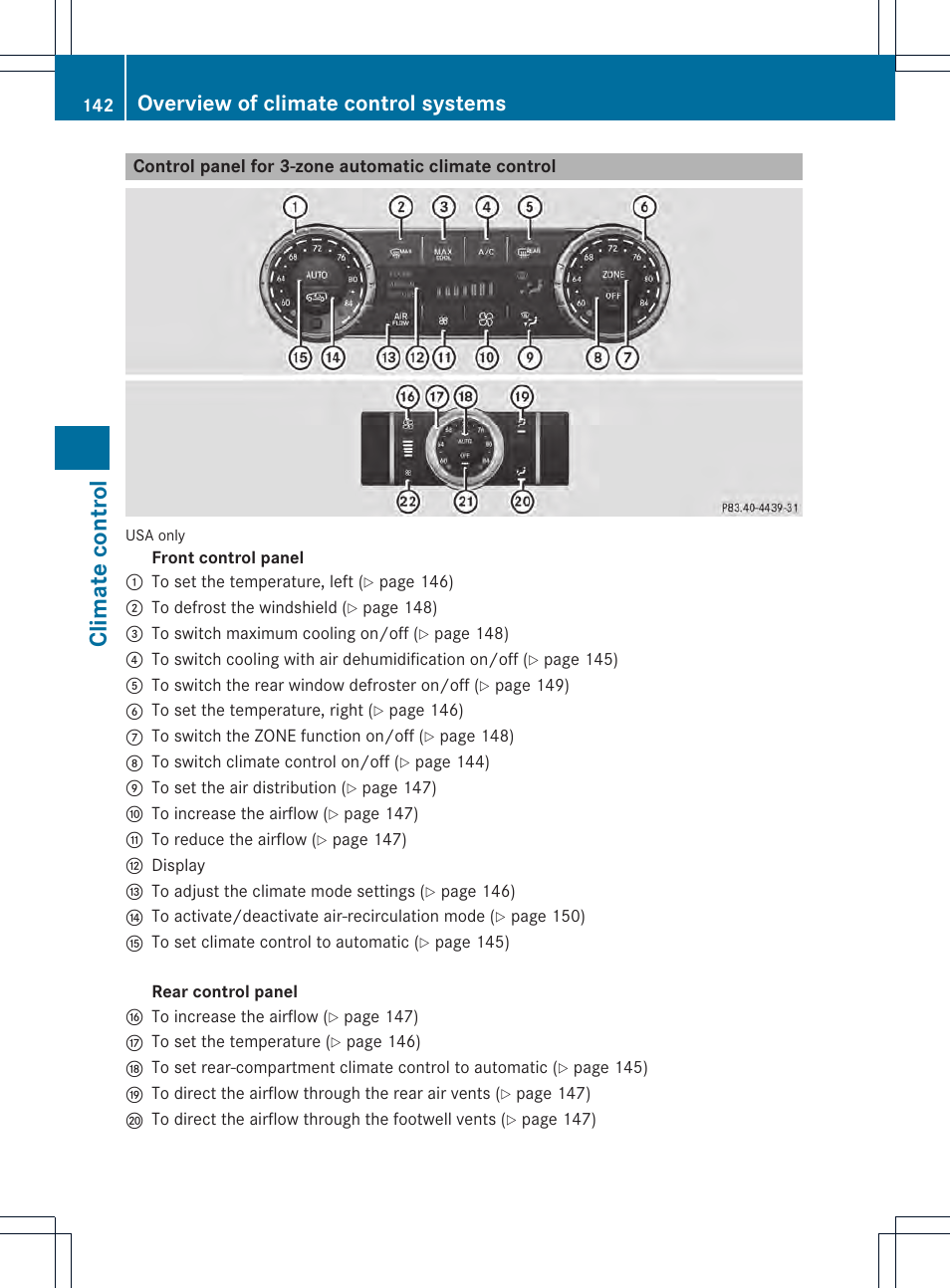 Climate control, Overview of climate control systems | Mercedes-Benz M-Class 2013 Owners Manual User Manual | Page 144 / 458