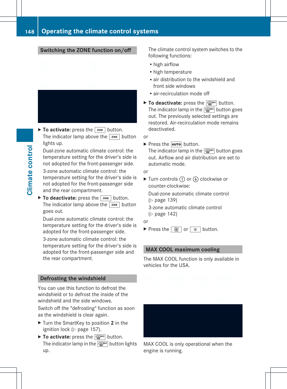 Climate control, Operating the climate control systems | Mercedes-Benz M-Class 2013 Owners Manual User Manual | Page 150 / 458
