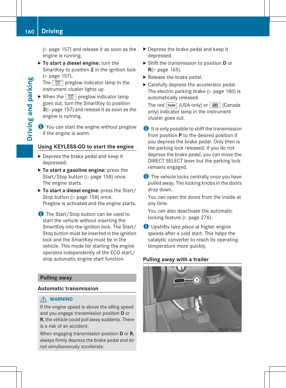Driving and parking, Driving | Mercedes-Benz M-Class 2013 Owners Manual User Manual | Page 162 / 458
