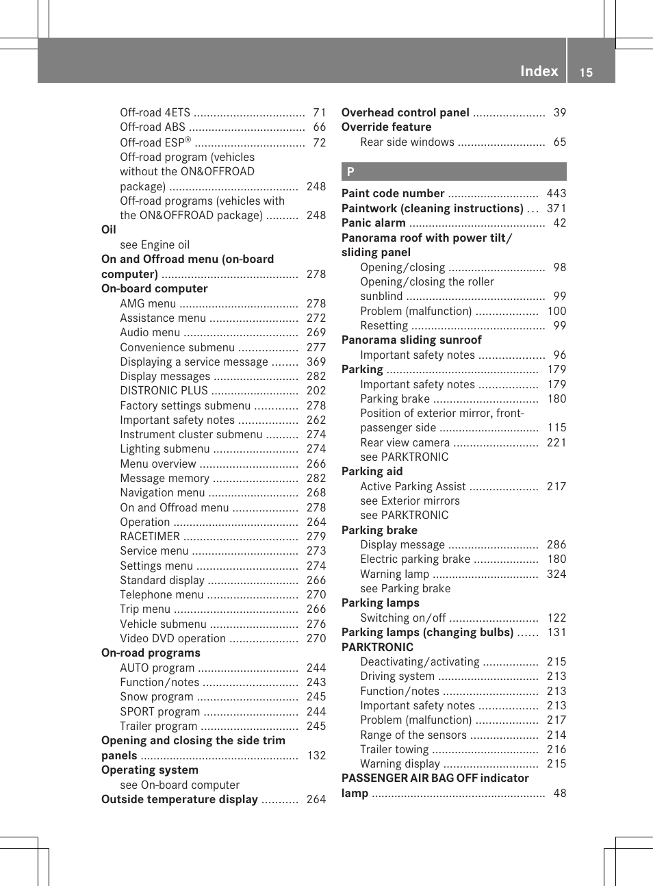 Index | Mercedes-Benz M-Class 2013 Owners Manual User Manual | Page 17 / 458