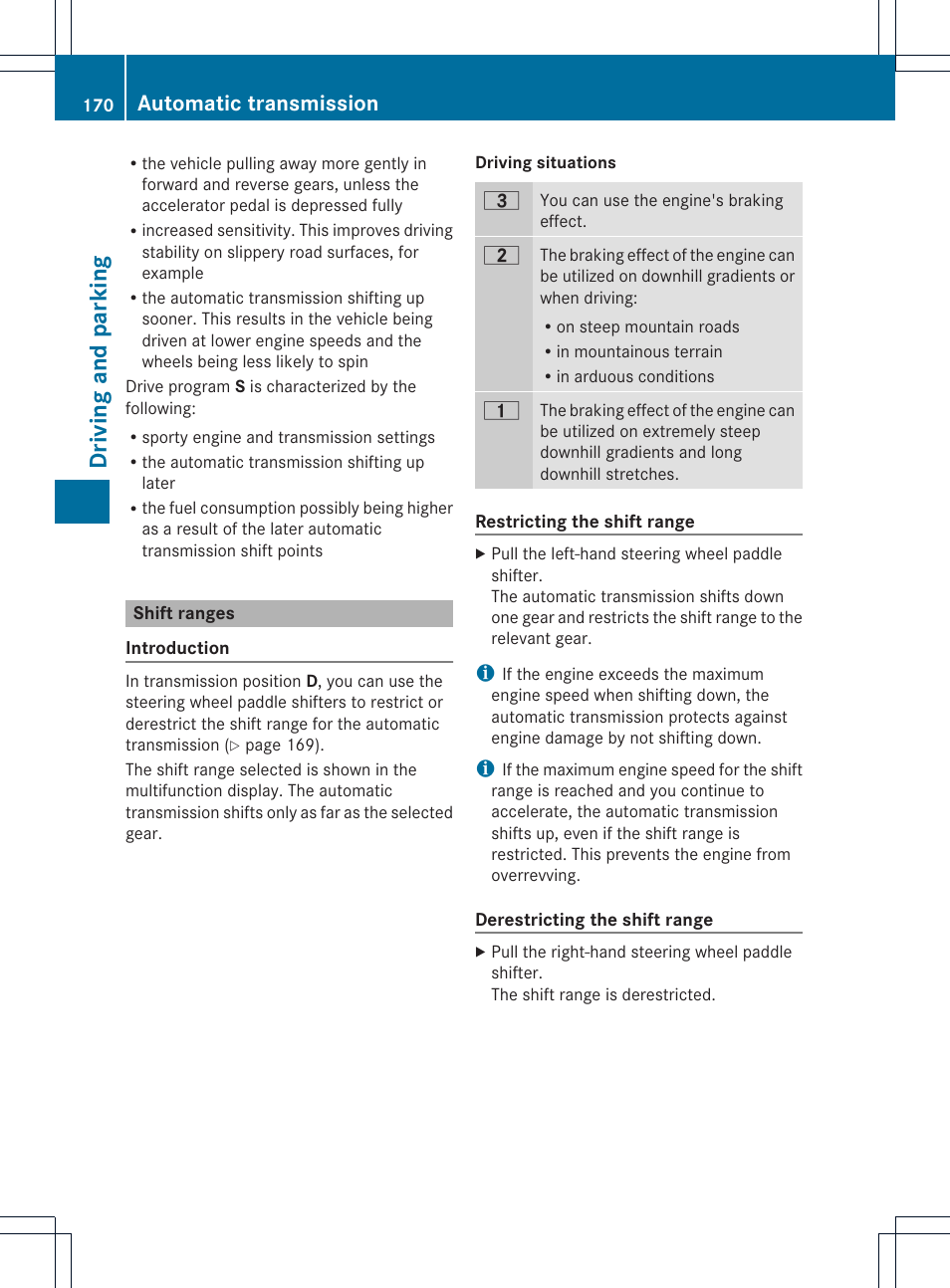 Driving and parking, Automatic transmission | Mercedes-Benz M-Class 2013 Owners Manual User Manual | Page 172 / 458