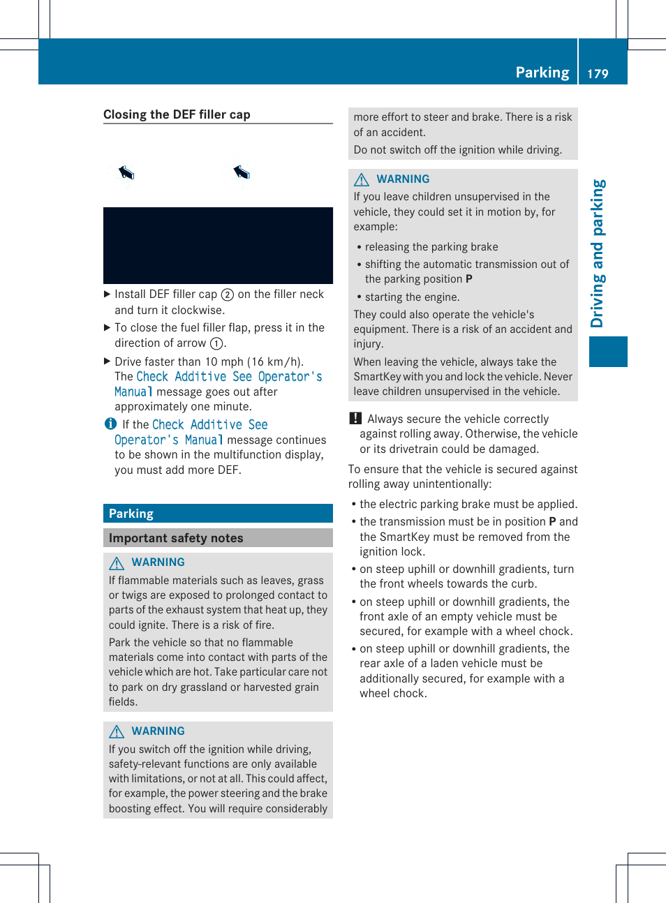 Driving and parking, Parking | Mercedes-Benz M-Class 2013 Owners Manual User Manual | Page 181 / 458