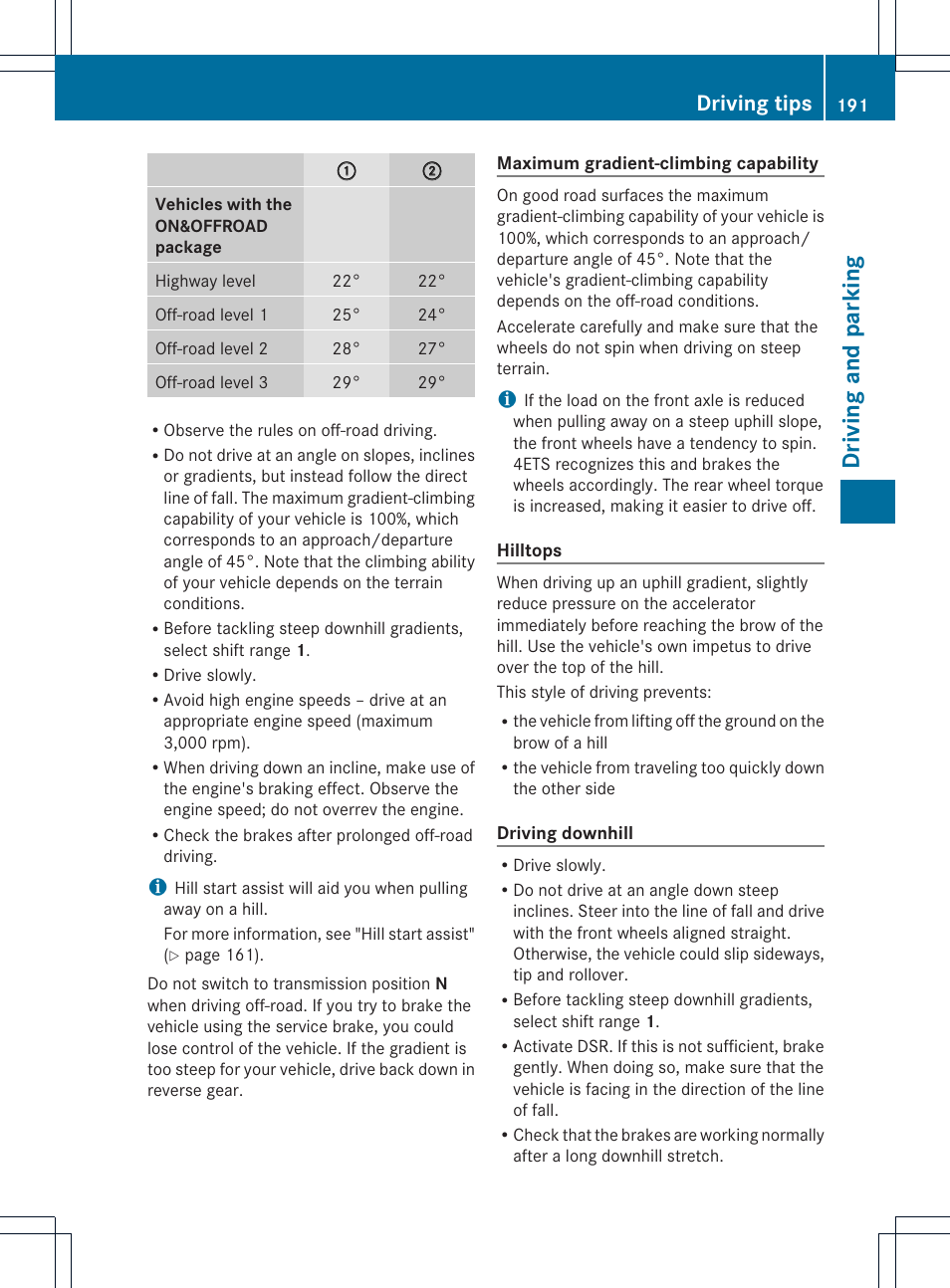 Driving and parking, Driving tips | Mercedes-Benz M-Class 2013 Owners Manual User Manual | Page 193 / 458