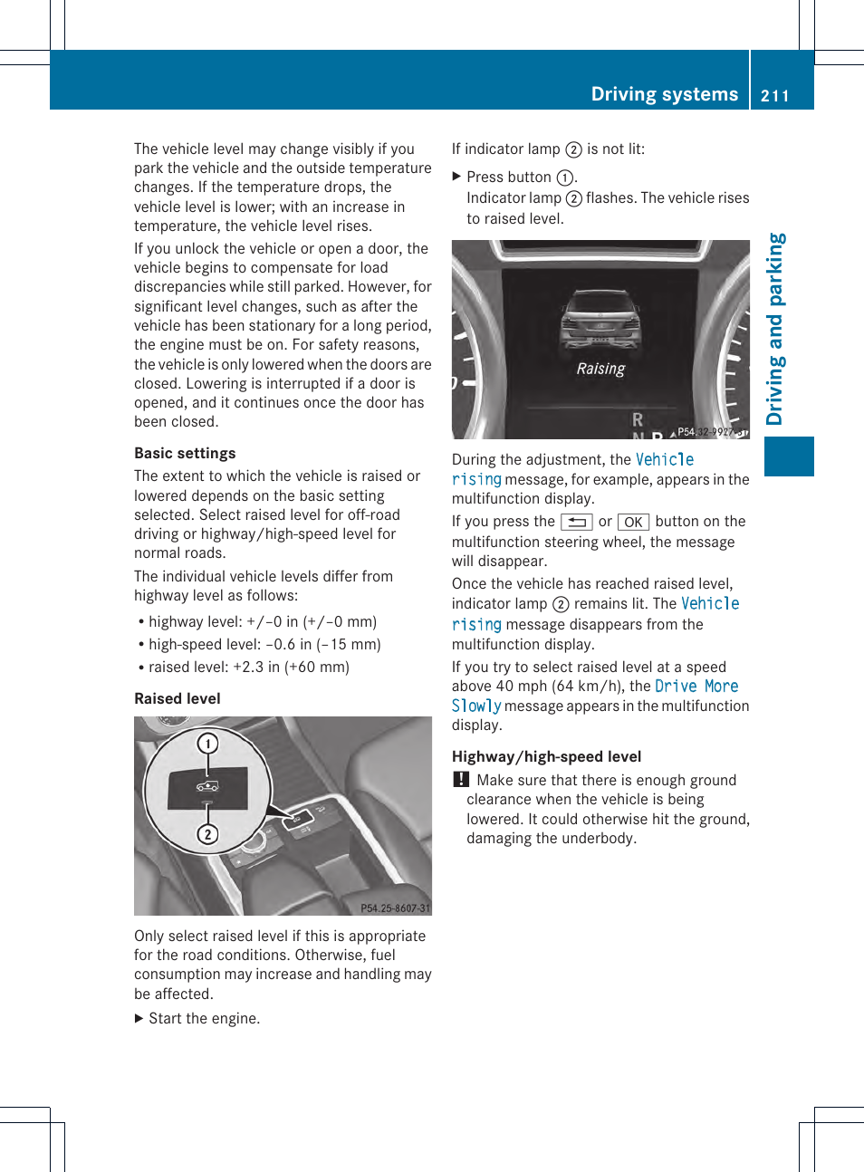 Driving and parking, Driving systems | Mercedes-Benz M-Class 2013 Owners Manual User Manual | Page 213 / 458