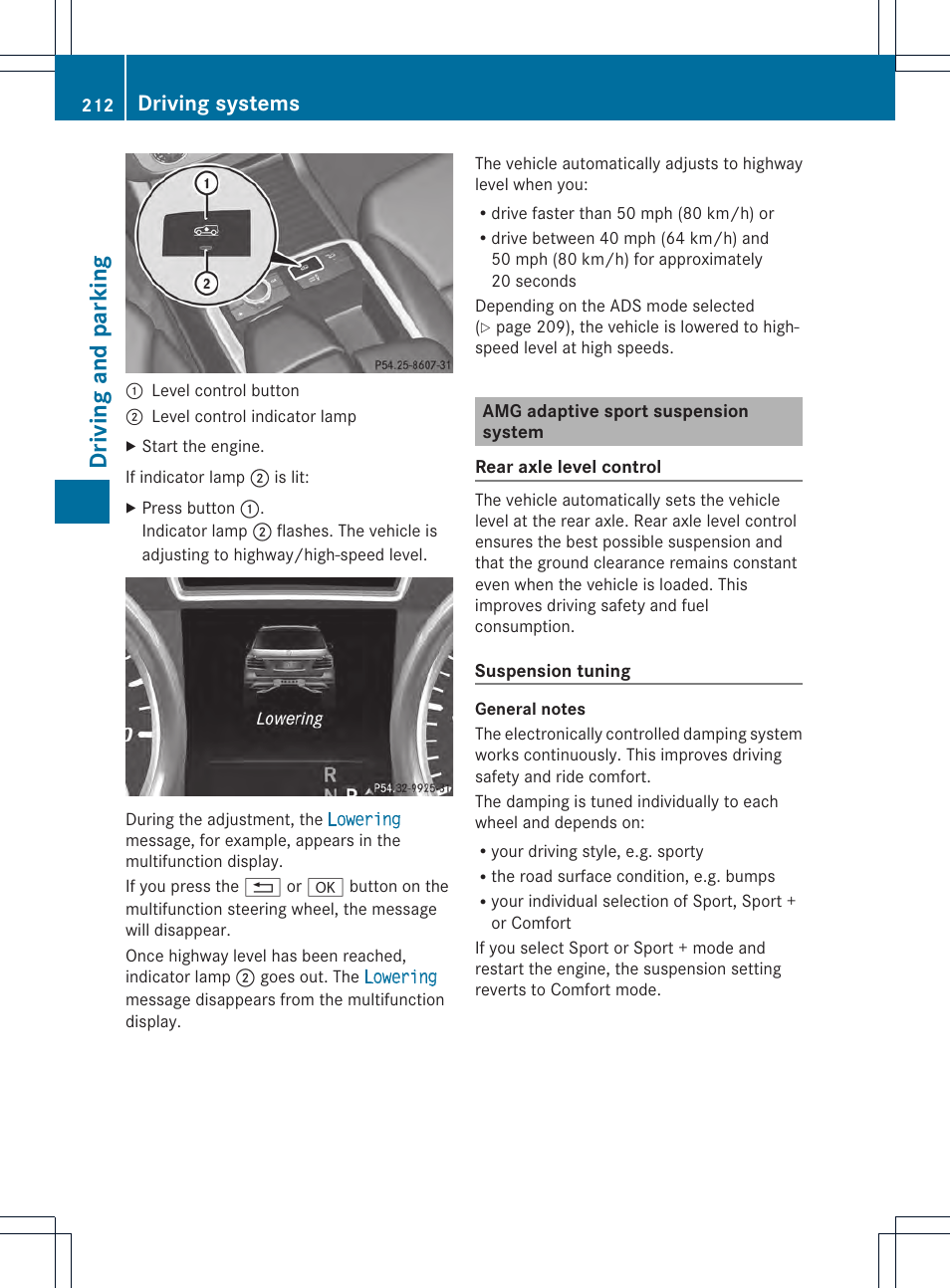 Driving and parking, Driving systems | Mercedes-Benz M-Class 2013 Owners Manual User Manual | Page 214 / 458