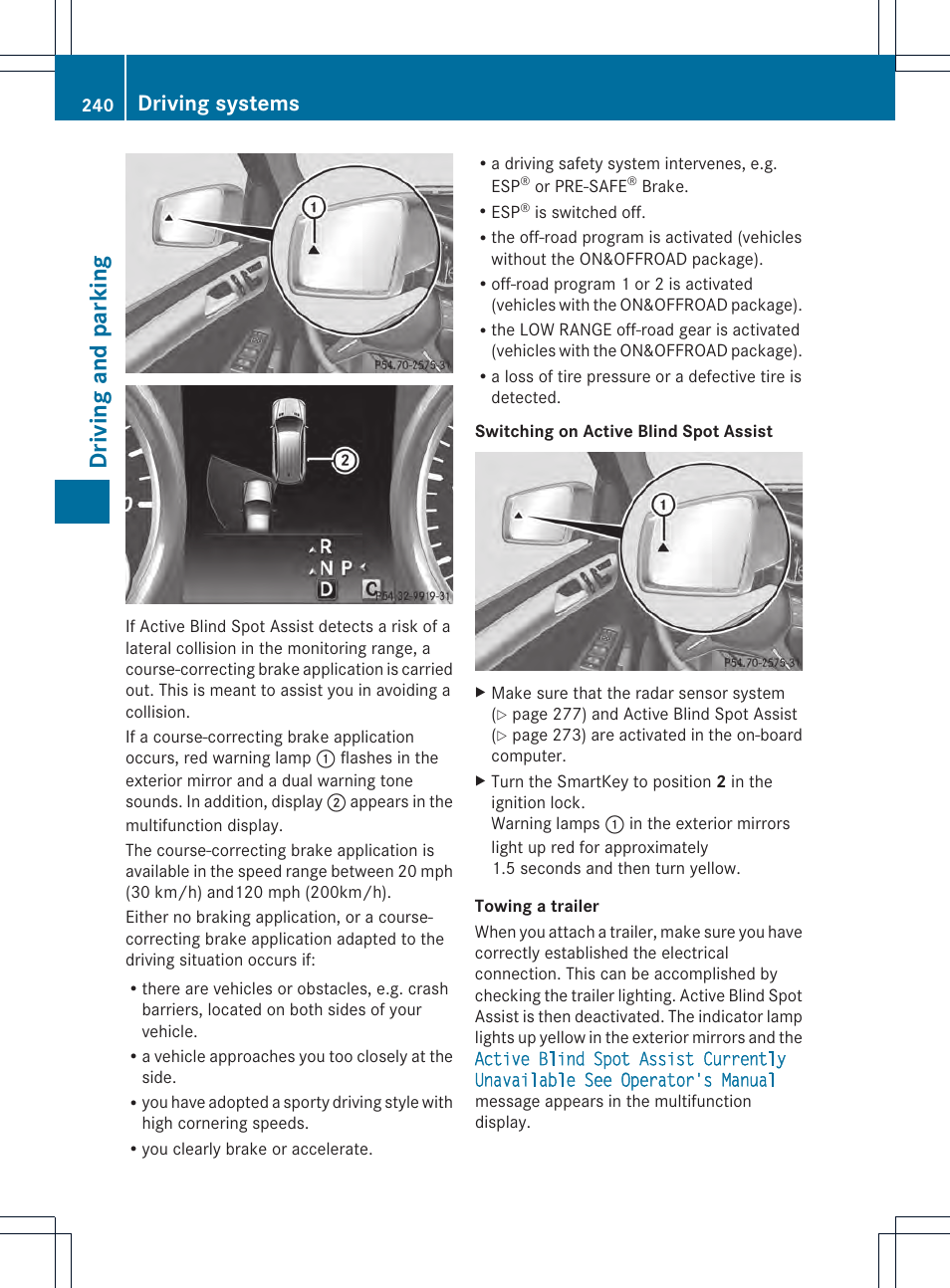 Dri vin g and parking, Driving systems | Mercedes-Benz M-Class 2013 Owners Manual User Manual | Page 242 / 458