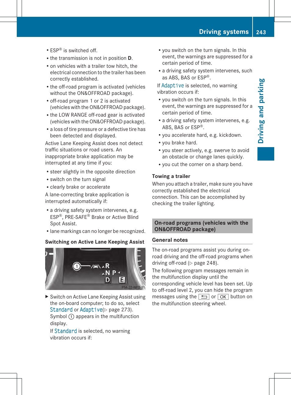 Driving and parking, Driving systems | Mercedes-Benz M-Class 2013 Owners Manual User Manual | Page 245 / 458