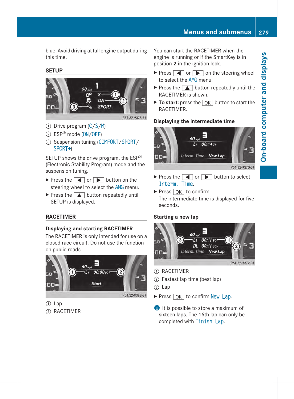 On-boar d compu ter and disp lays, Menus and submenus | Mercedes-Benz M-Class 2013 Owners Manual User Manual | Page 281 / 458