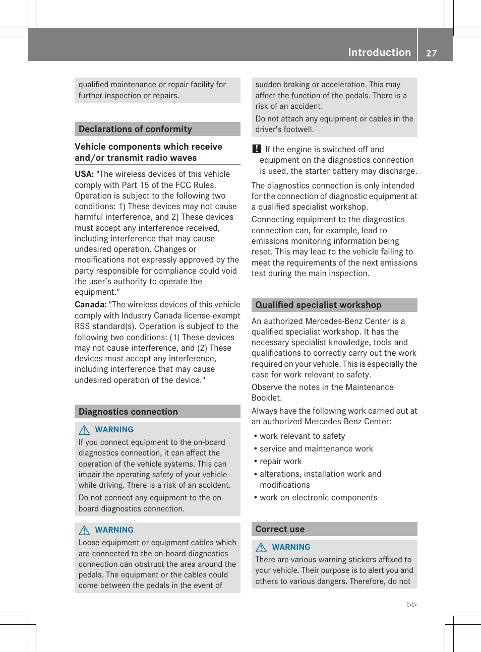 Introduction | Mercedes-Benz M-Class 2013 Owners Manual User Manual | Page 29 / 458