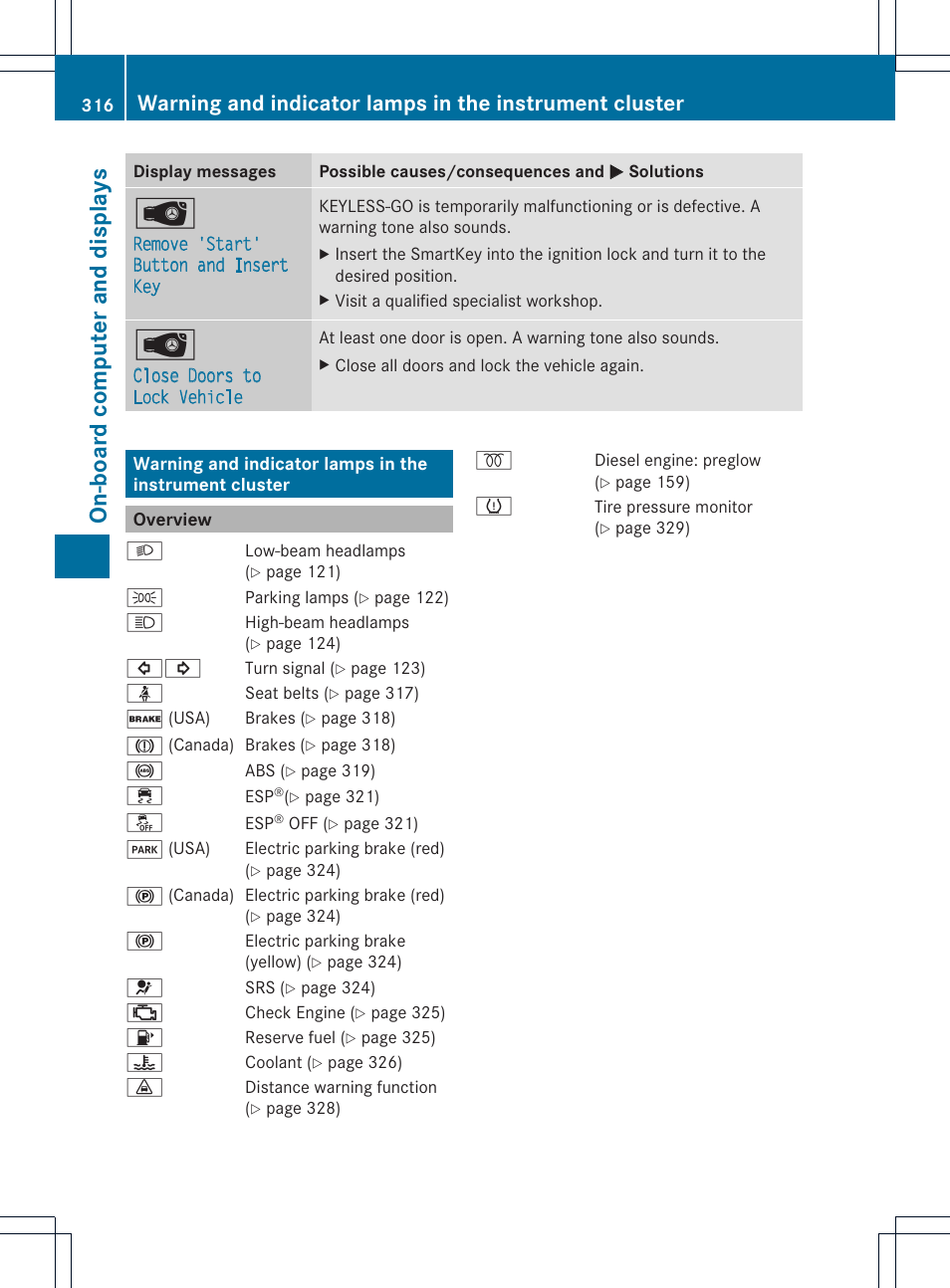 On-boa rd comp uter and disp lays | Mercedes-Benz M-Class 2013 Owners Manual User Manual | Page 318 / 458