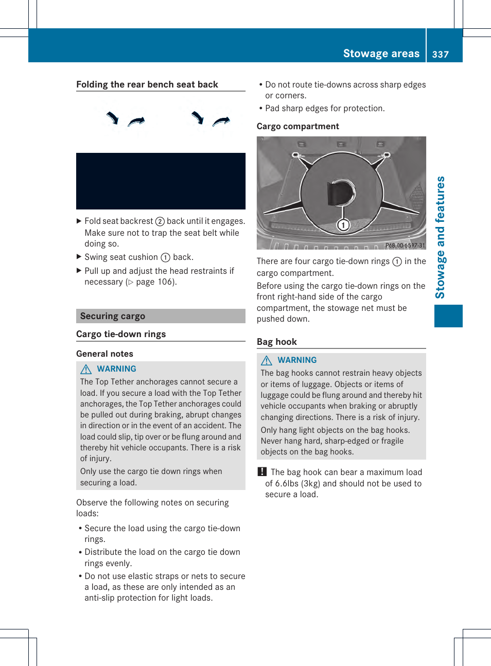 Stowage and features, Stowage areas | Mercedes-Benz M-Class 2013 Owners Manual User Manual | Page 339 / 458