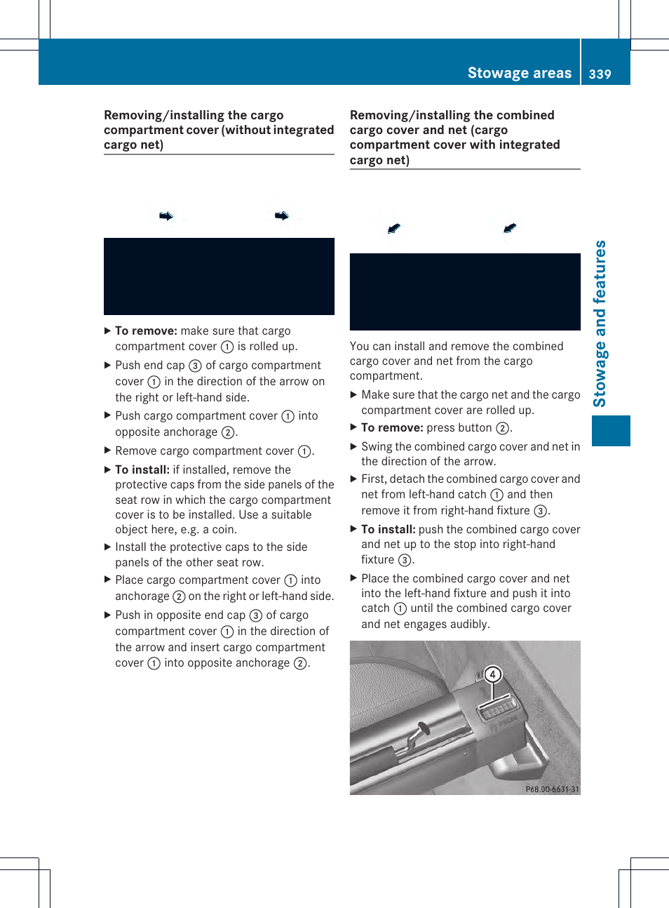 Stowage and features, Stowage areas | Mercedes-Benz M-Class 2013 Owners Manual User Manual | Page 341 / 458