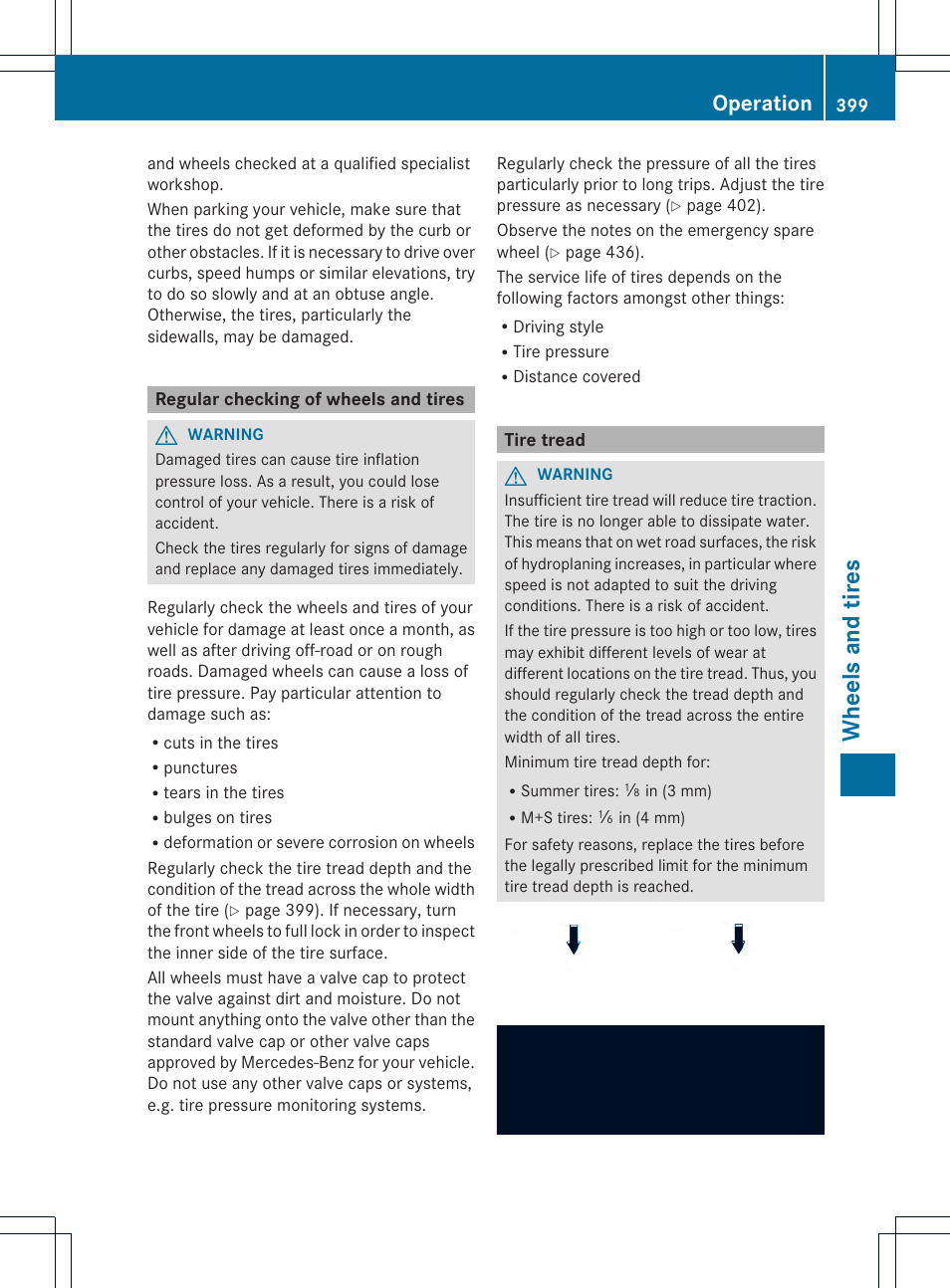 Wheels and tires, Operation | Mercedes-Benz M-Class 2013 Owners Manual User Manual | Page 401 / 458