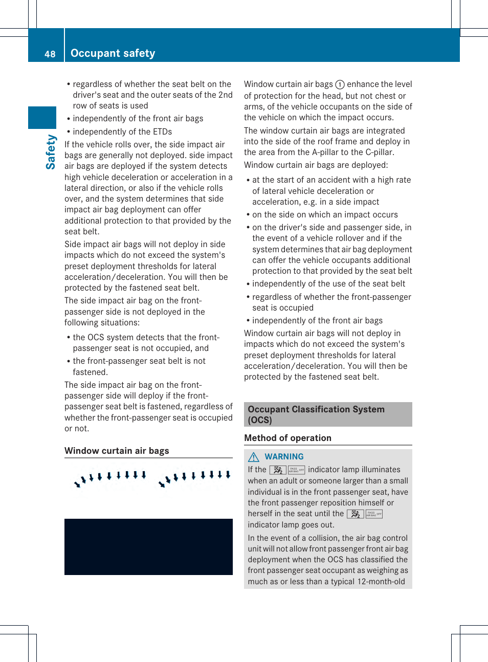 Safety, Occupant safety | Mercedes-Benz M-Class 2013 Owners Manual User Manual | Page 50 / 458