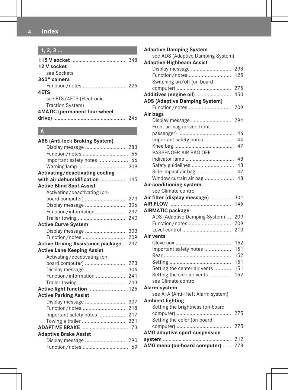 Index | Mercedes-Benz M-Class 2013 Owners Manual User Manual | Page 6 / 458