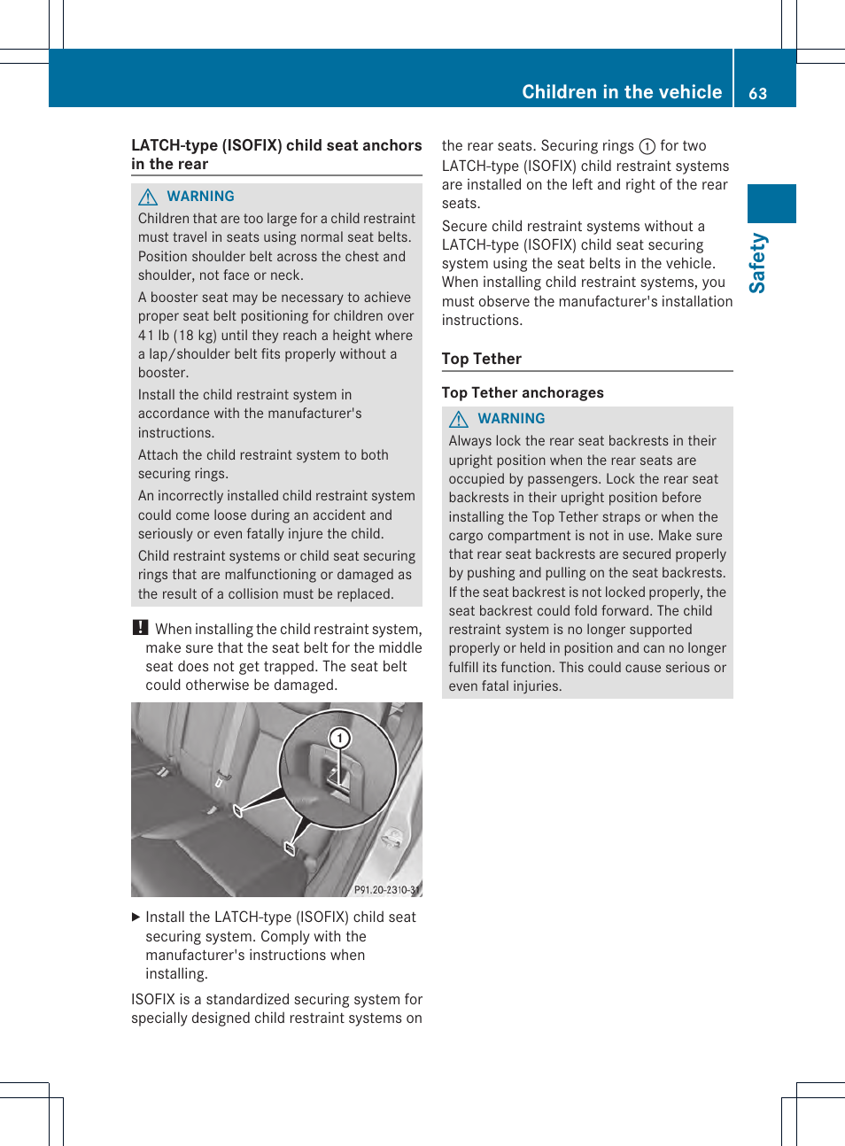 Safety, Children in the vehicle | Mercedes-Benz M-Class 2013 Owners Manual User Manual | Page 65 / 458