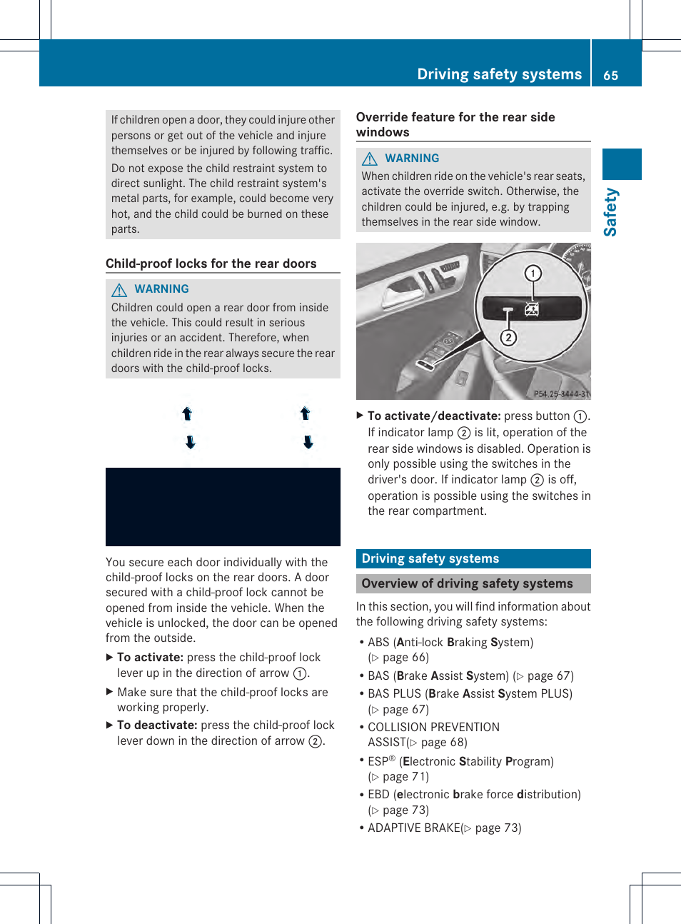 Safety, Driving safety systems | Mercedes-Benz M-Class 2013 Owners Manual User Manual | Page 67 / 458