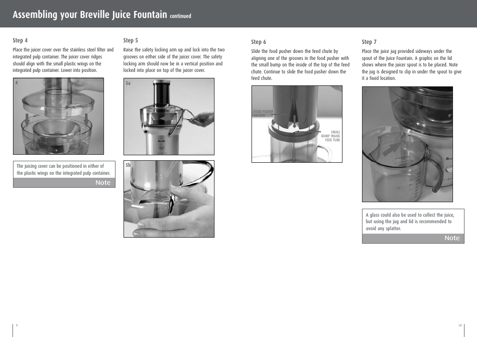 Assembling your breville juice fountain | Breville BJE200XL User Manual | Page 5 / 19