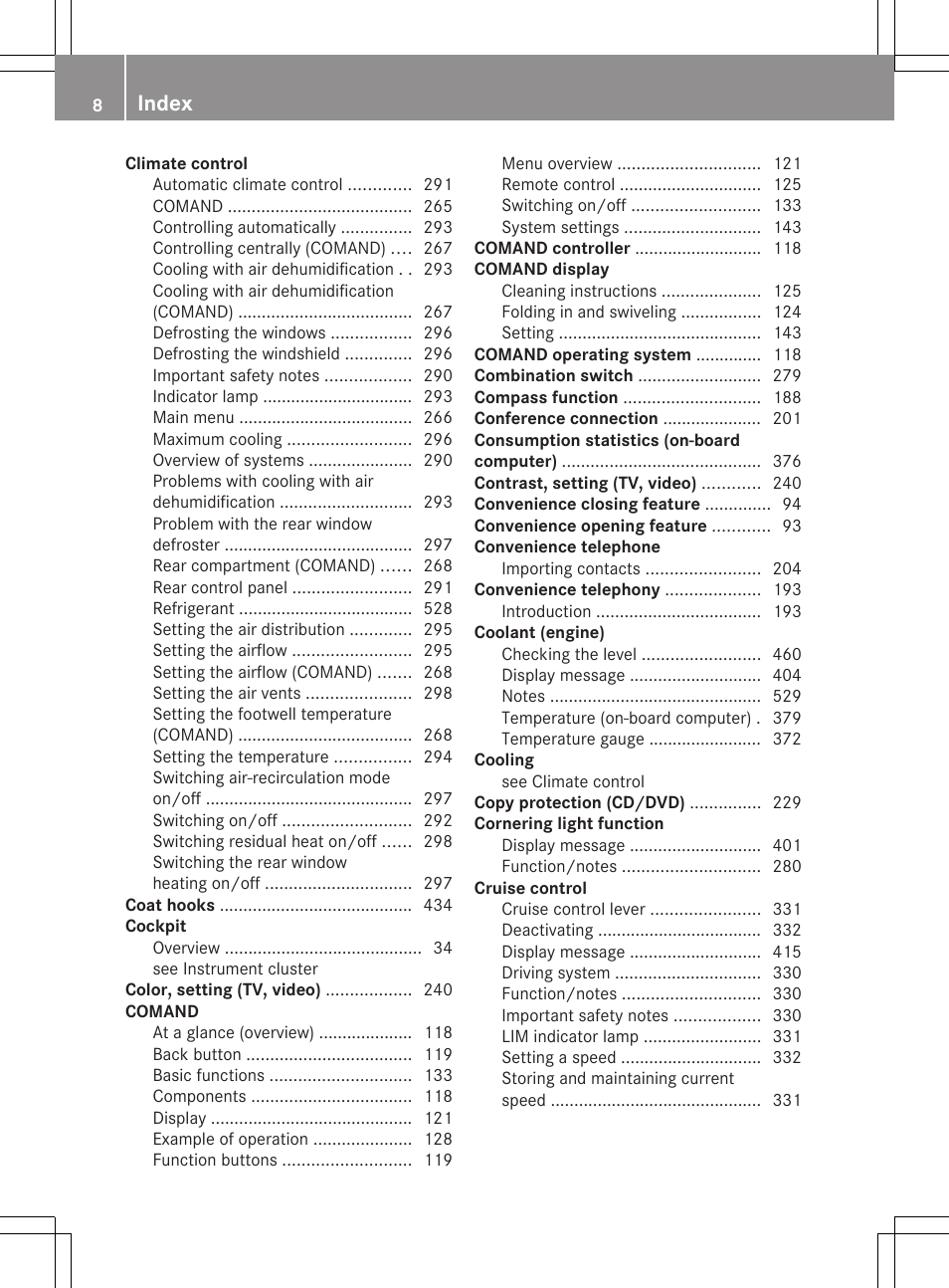 Index | Mercedes-Benz S-Class 2012 User Manual | Page 10 / 536