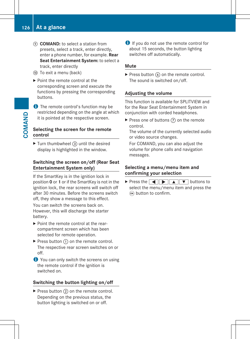 Comand, At a glance | Mercedes-Benz S-Class 2012 User Manual | Page 128 / 536