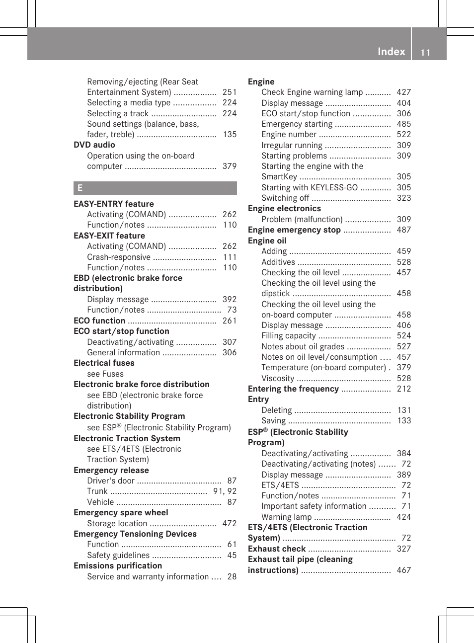 Index | Mercedes-Benz S-Class 2012 User Manual | Page 13 / 536