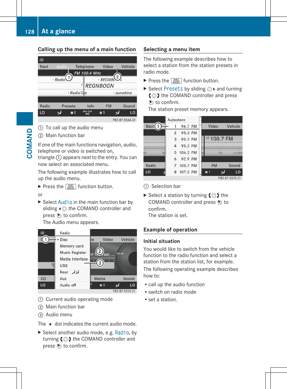 Comand, At a glance | Mercedes-Benz S-Class 2012 User Manual | Page 130 / 536