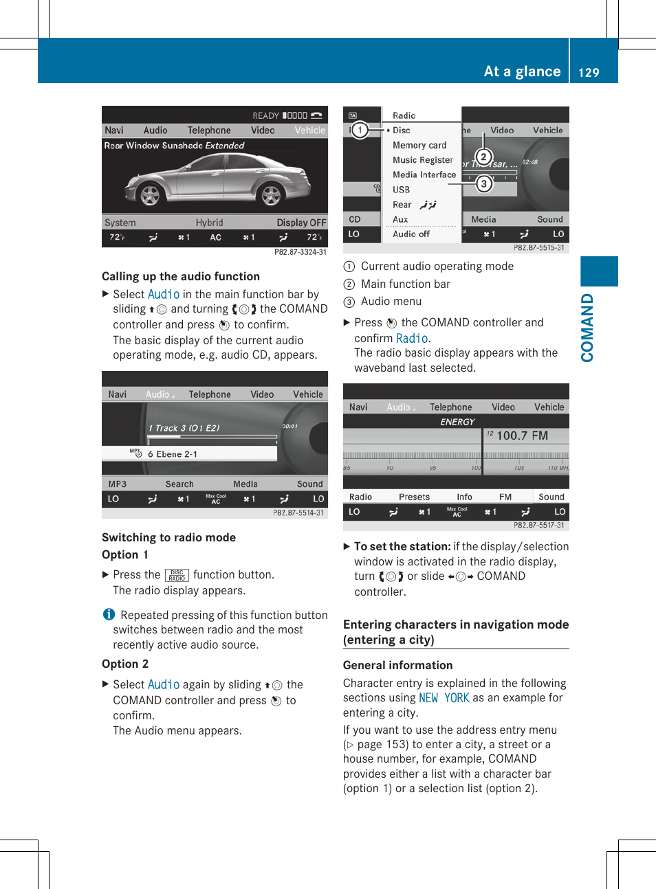 Comand, At a glance | Mercedes-Benz S-Class 2012 User Manual | Page 131 / 536