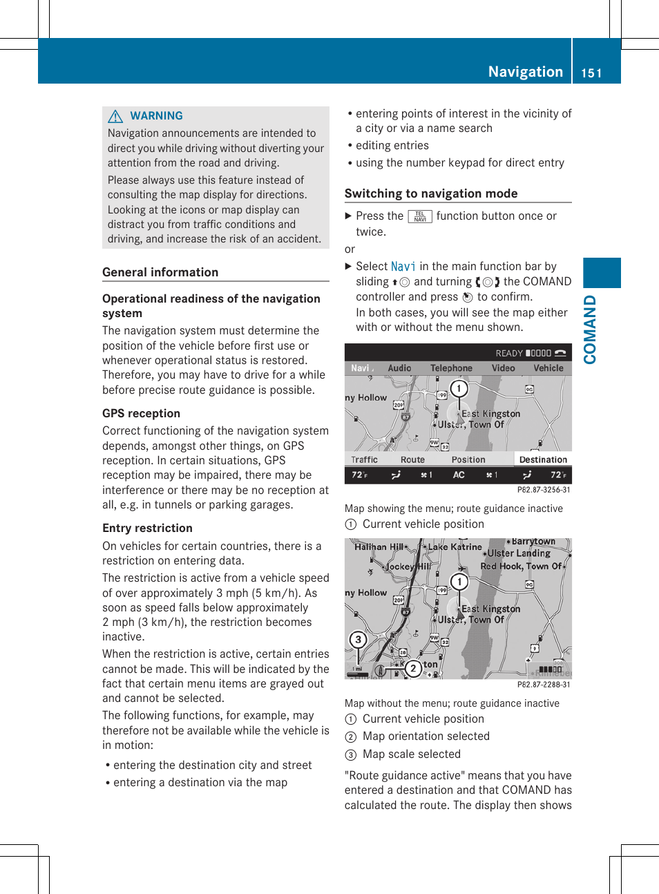 Comand, Navigation | Mercedes-Benz S-Class 2012 User Manual | Page 153 / 536