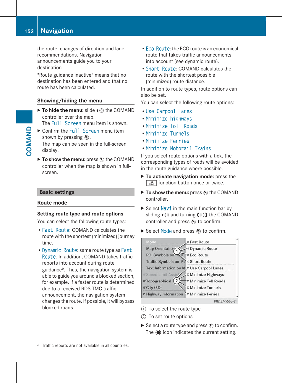 Basic settings, Comand, Navigation | Mercedes-Benz S-Class 2012 User Manual | Page 154 / 536