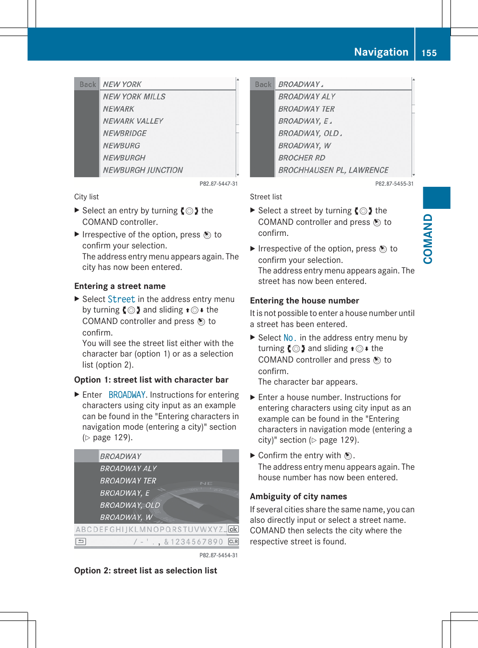 Comand, Navigation | Mercedes-Benz S-Class 2012 User Manual | Page 157 / 536