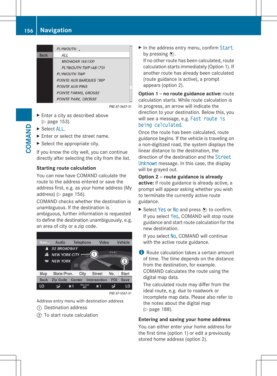 Comand, Navigation | Mercedes-Benz S-Class 2012 User Manual | Page 158 / 536
