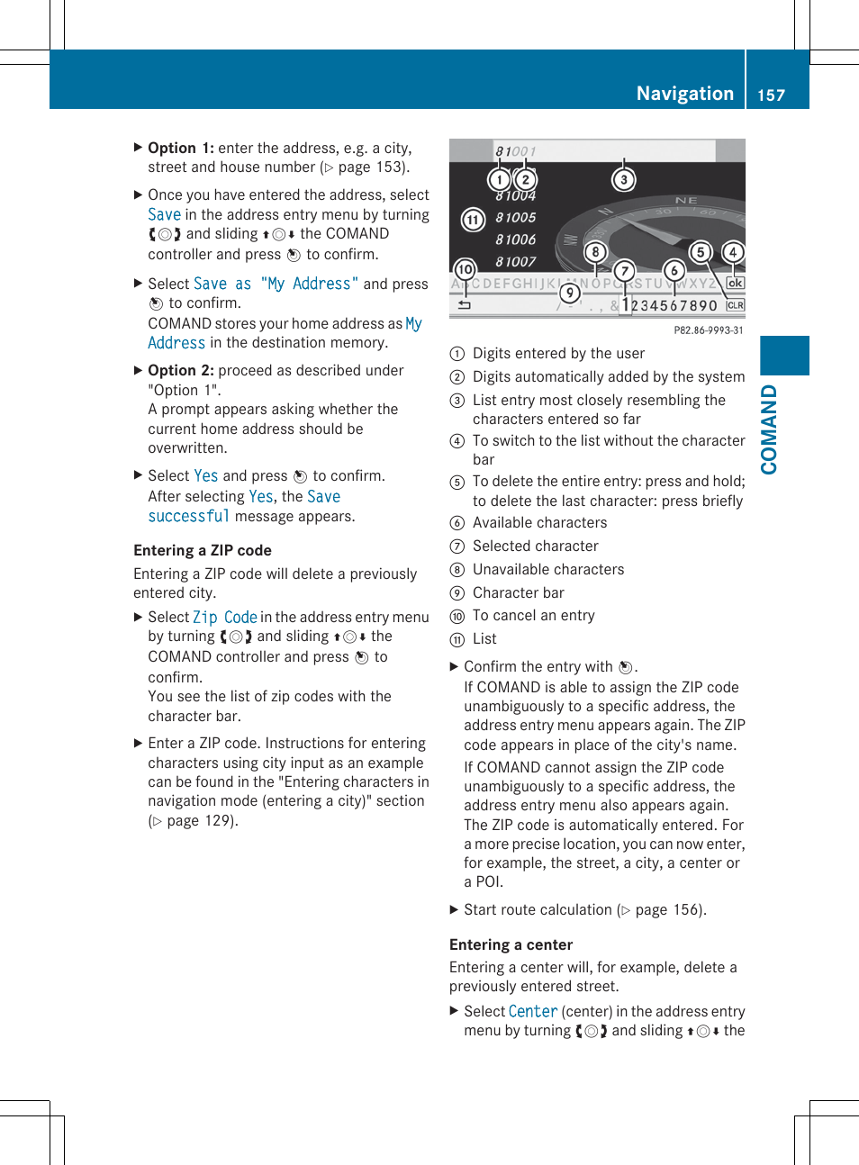Comand, Navigation | Mercedes-Benz S-Class 2012 User Manual | Page 159 / 536