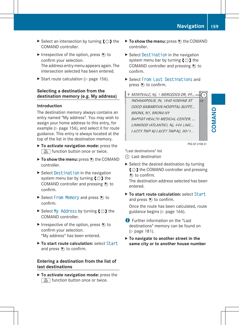 Comand, Navigation | Mercedes-Benz S-Class 2012 User Manual | Page 161 / 536