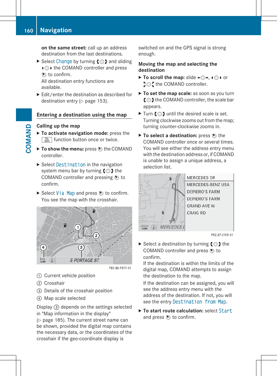 Comand, Navigation | Mercedes-Benz S-Class 2012 User Manual | Page 162 / 536