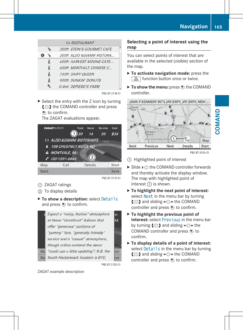 Comand, Navigation | Mercedes-Benz S-Class 2012 User Manual | Page 167 / 536