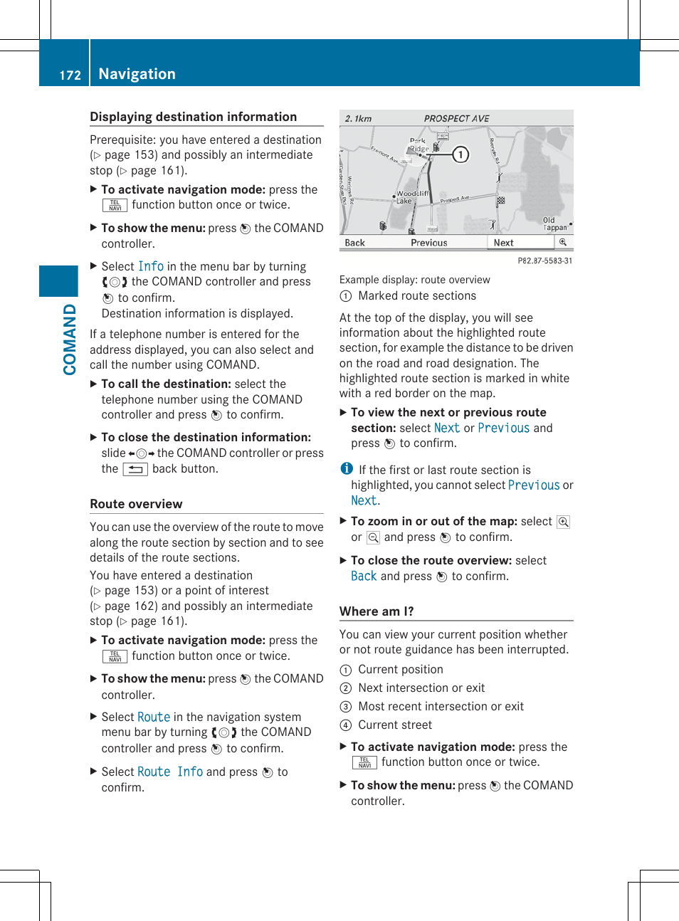 Comand, Navigation | Mercedes-Benz S-Class 2012 User Manual | Page 174 / 536