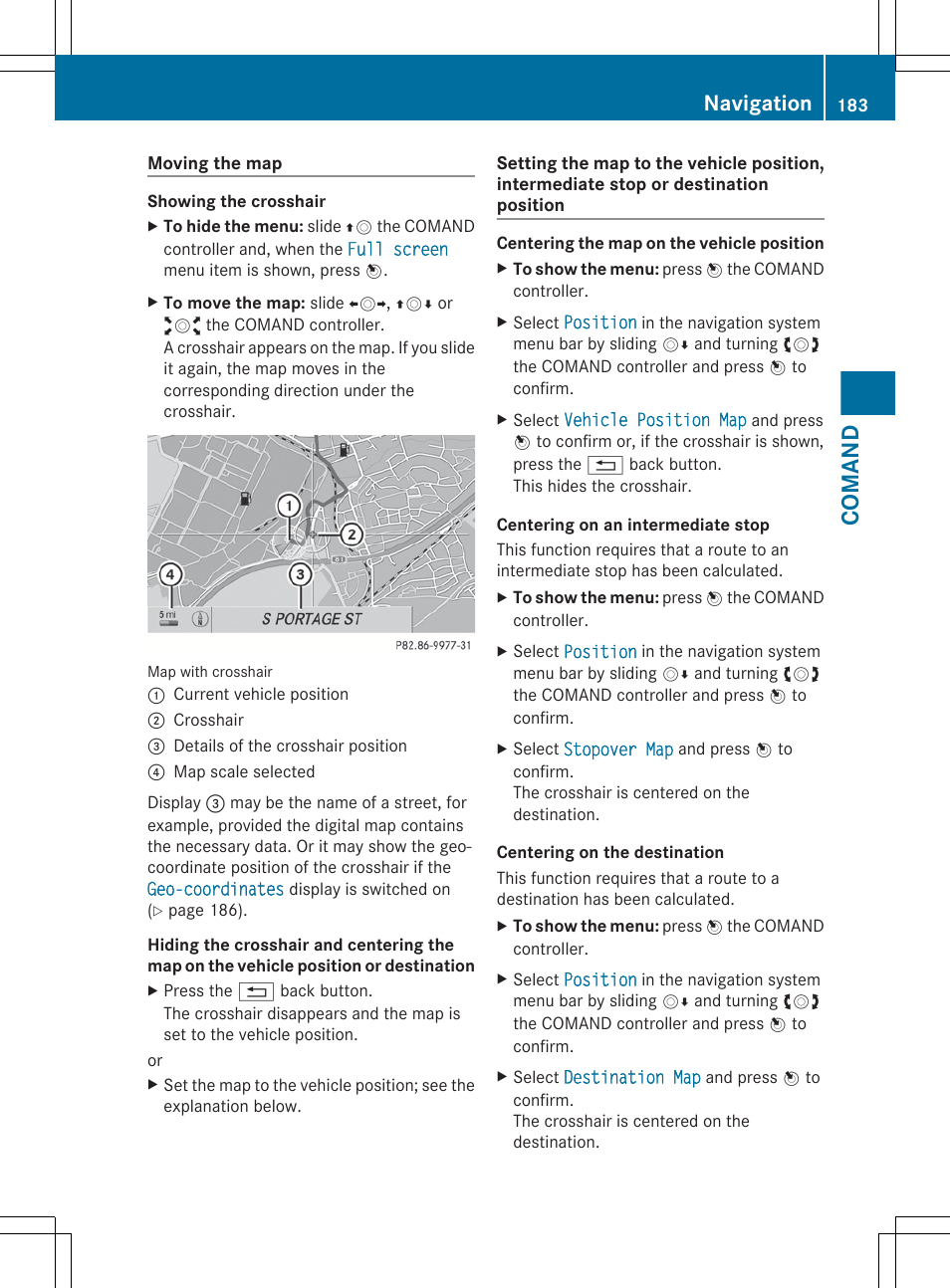 Comand, Navigation | Mercedes-Benz S-Class 2012 User Manual | Page 185 / 536