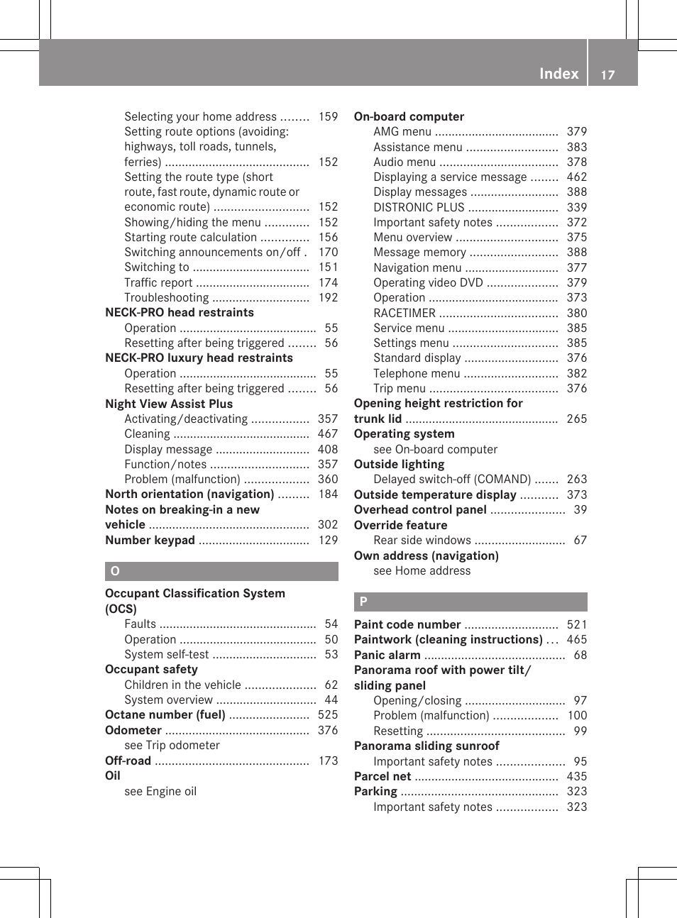 Index | Mercedes-Benz S-Class 2012 User Manual | Page 19 / 536