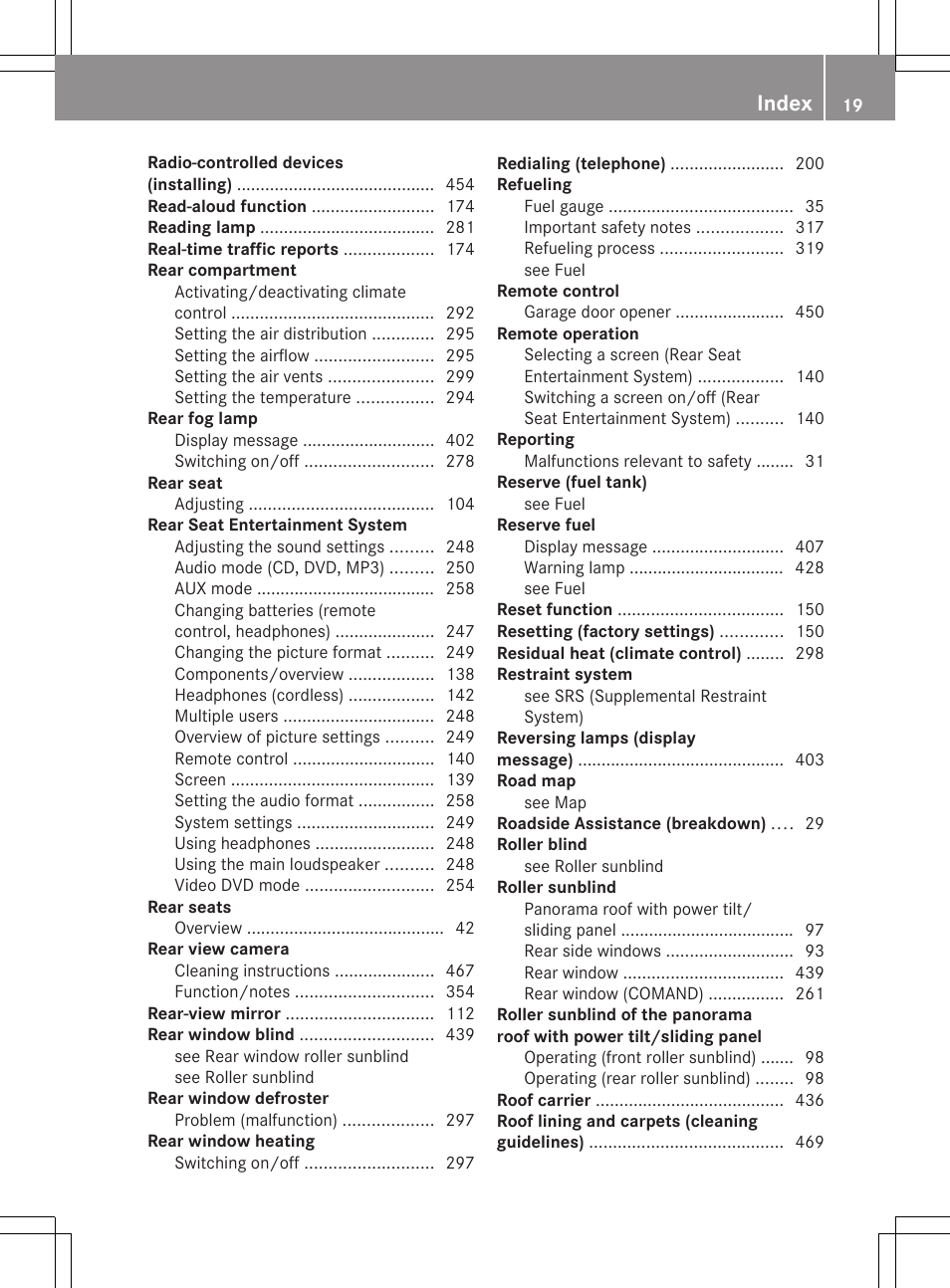 Index | Mercedes-Benz S-Class 2012 User Manual | Page 21 / 536