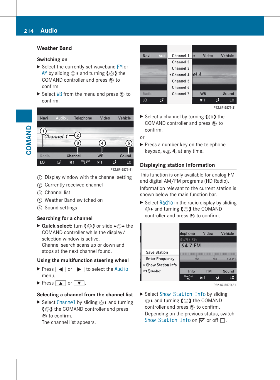 Comand, Audio | Mercedes-Benz S-Class 2012 User Manual | Page 216 / 536