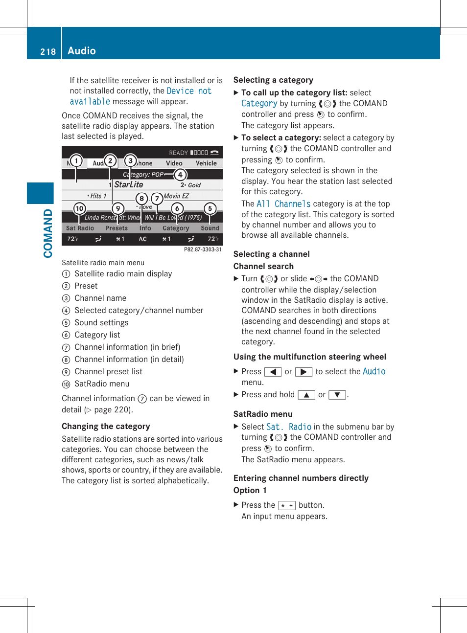 Comand, Audio | Mercedes-Benz S-Class 2012 User Manual | Page 220 / 536