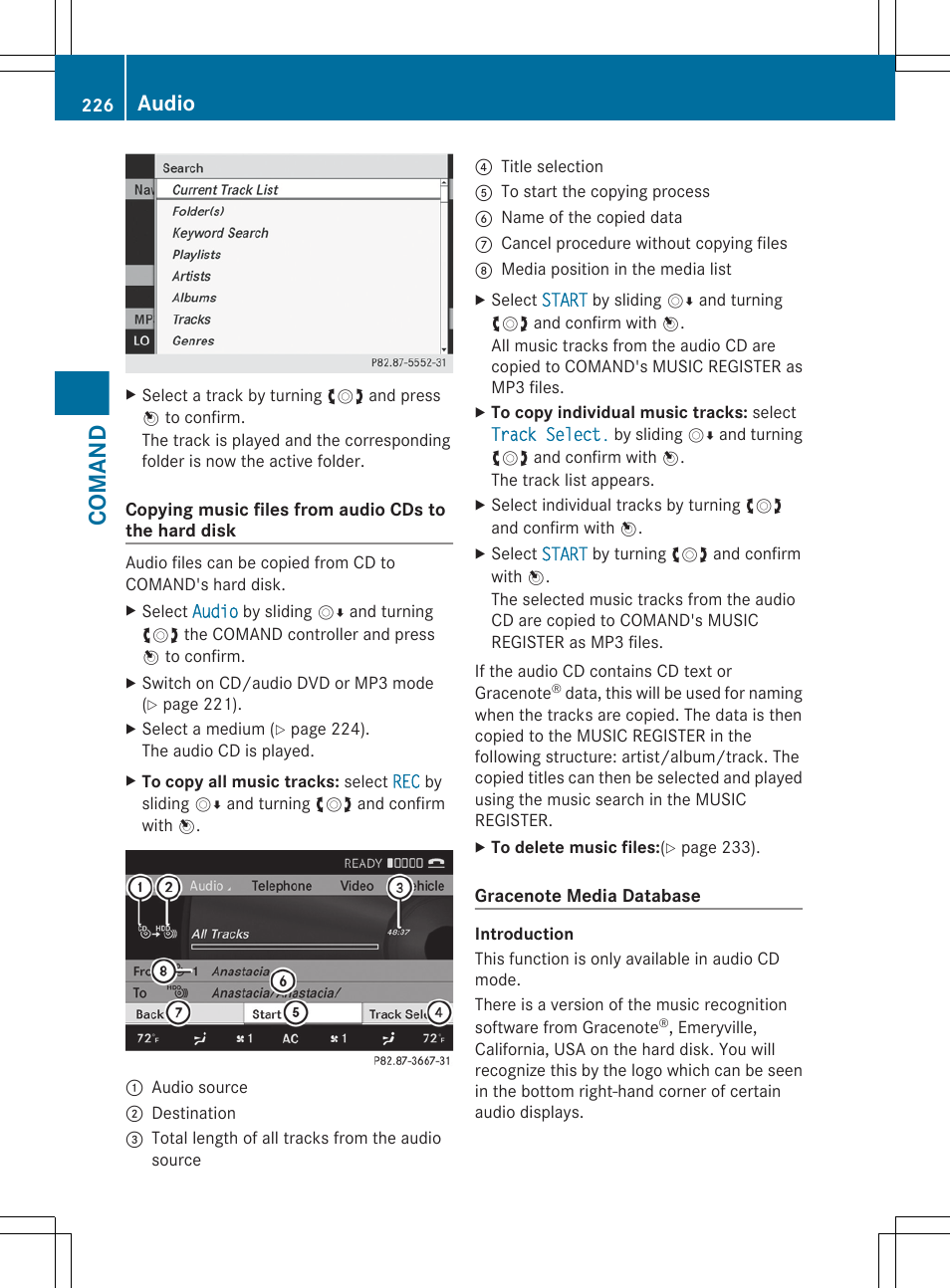 Comand, Audio | Mercedes-Benz S-Class 2012 User Manual | Page 228 / 536