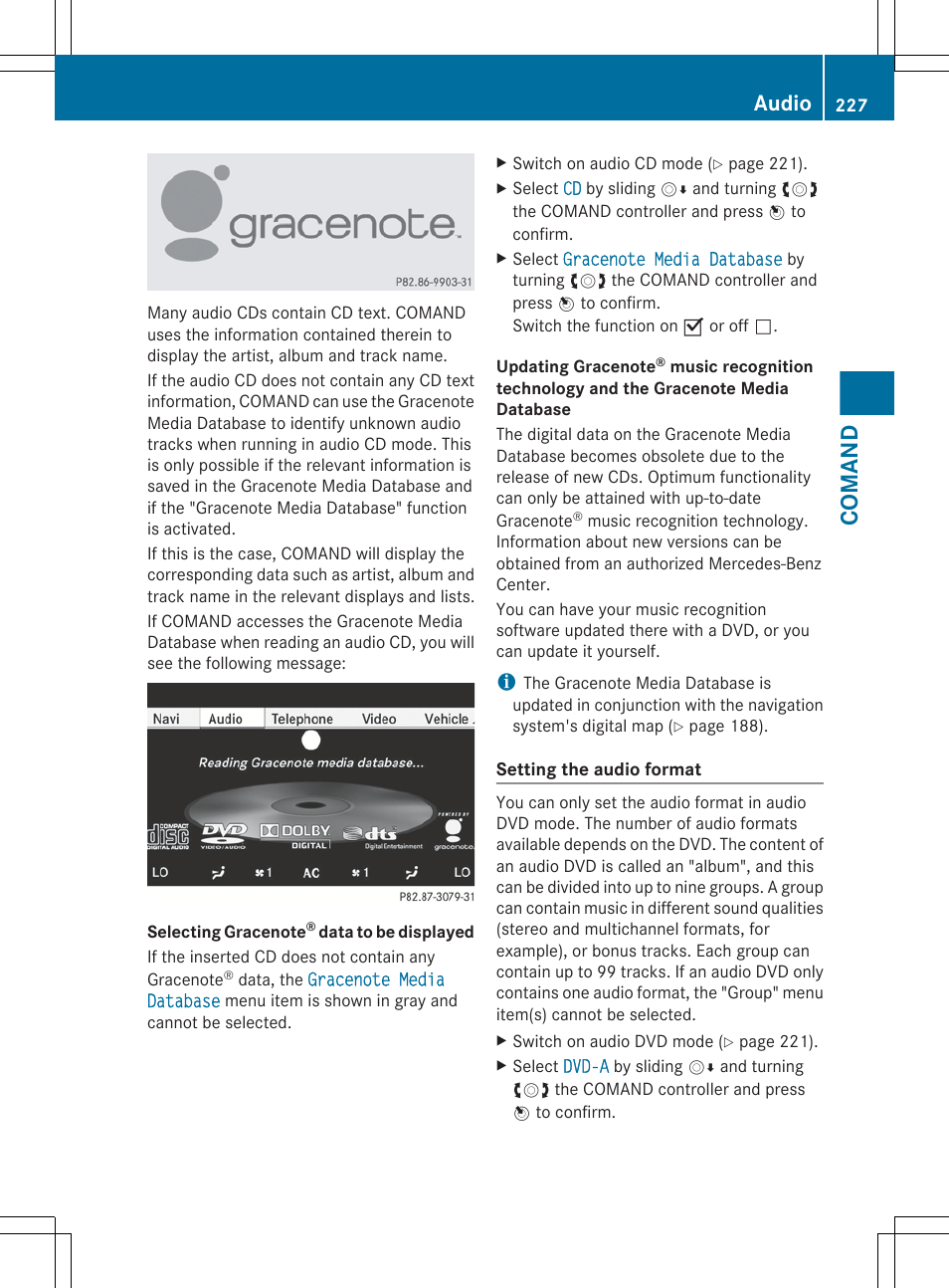 Comand, Audio | Mercedes-Benz S-Class 2012 User Manual | Page 229 / 536