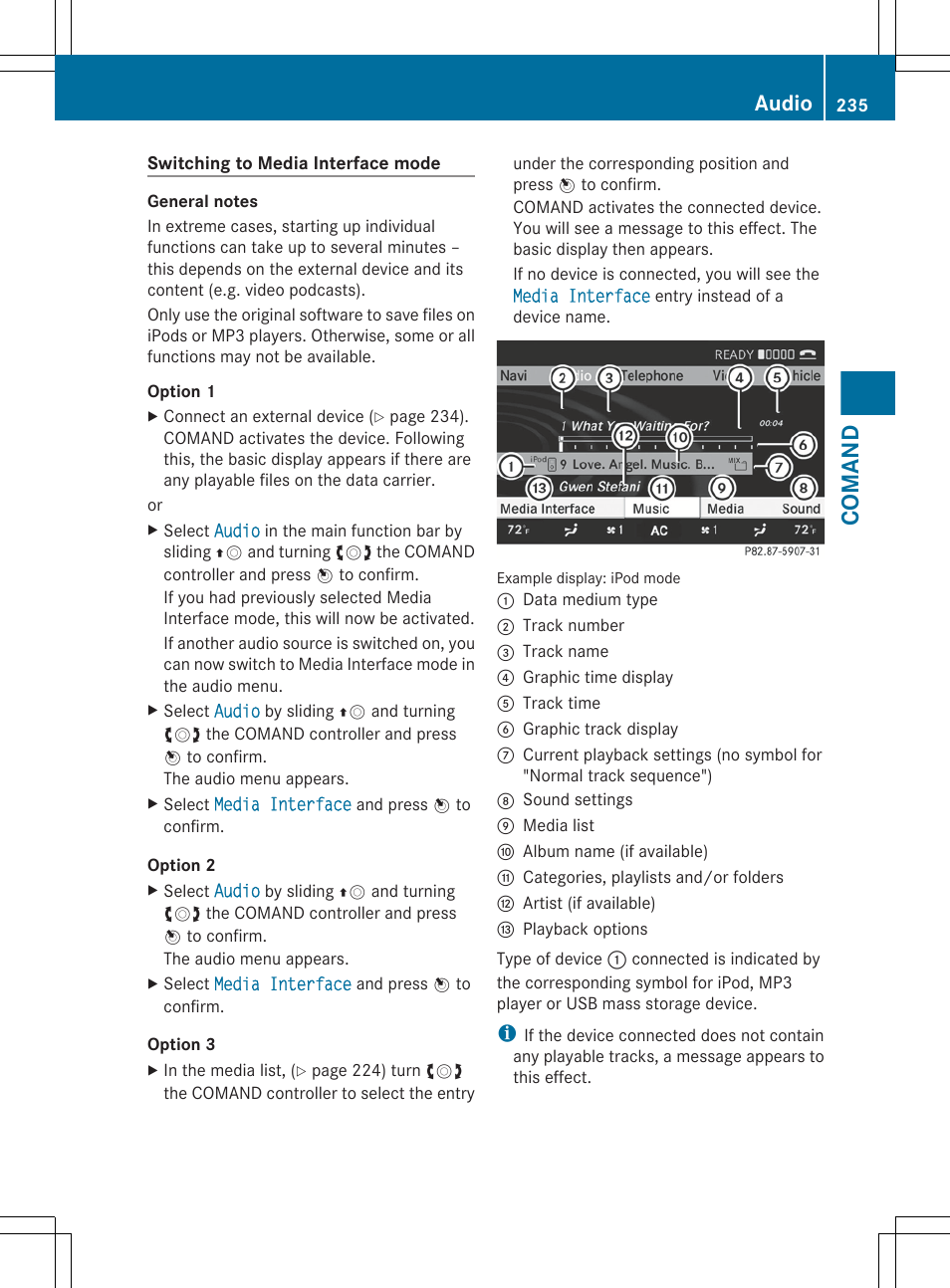 Comand, Audio | Mercedes-Benz S-Class 2012 User Manual | Page 237 / 536