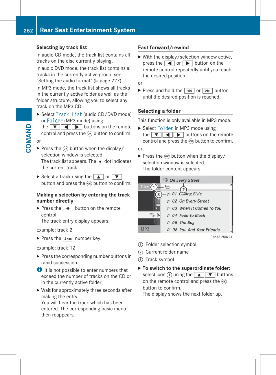 Comand, Rear seat entertainment system | Mercedes-Benz S-Class 2012 User Manual | Page 254 / 536