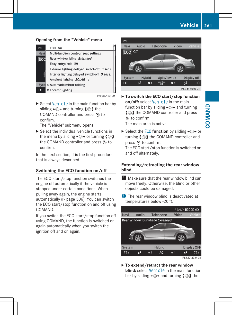 Comand, Vehicle | Mercedes-Benz S-Class 2012 User Manual | Page 263 / 536