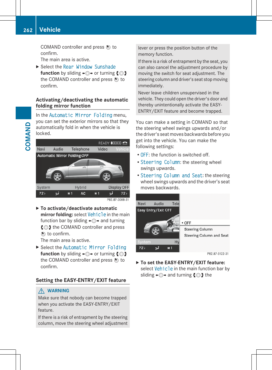 Is activated in comand, Comand, Vehicle | Mercedes-Benz S-Class 2012 User Manual | Page 264 / 536