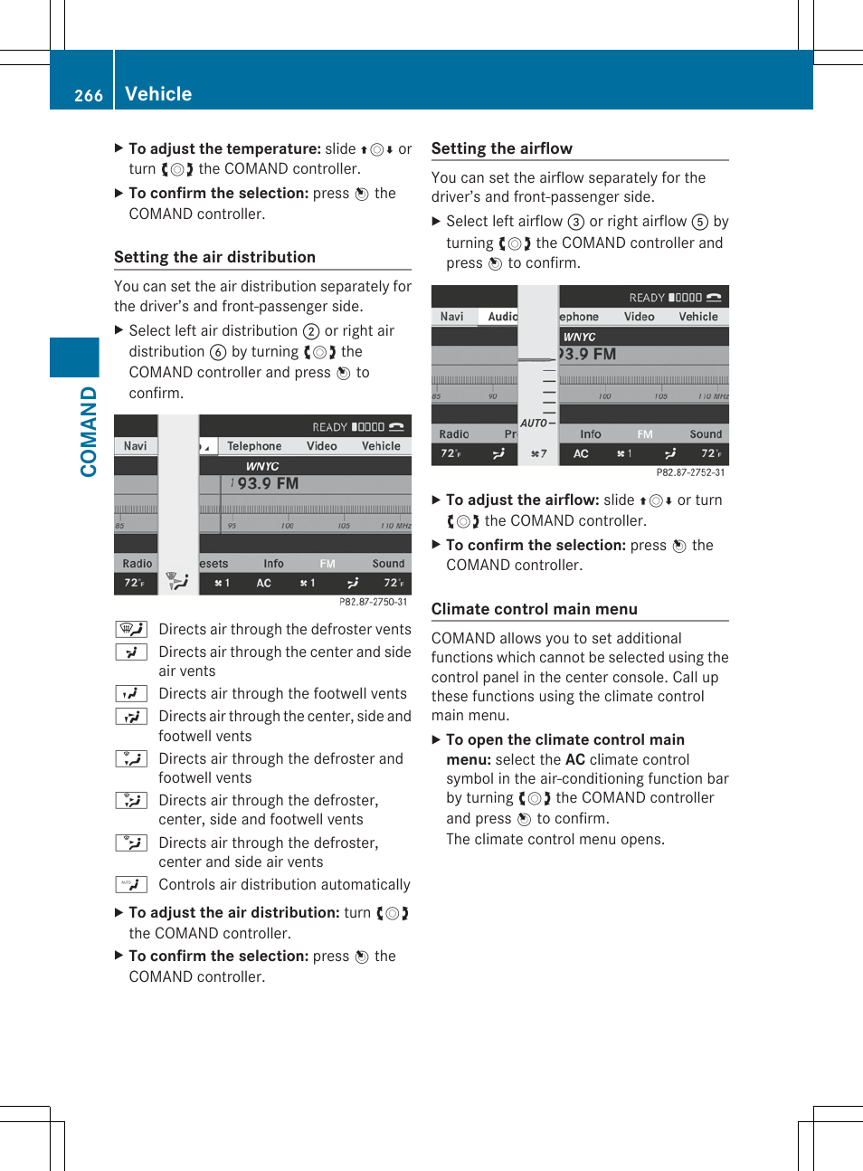 Comand, Vehicle | Mercedes-Benz S-Class 2012 User Manual | Page 268 / 536