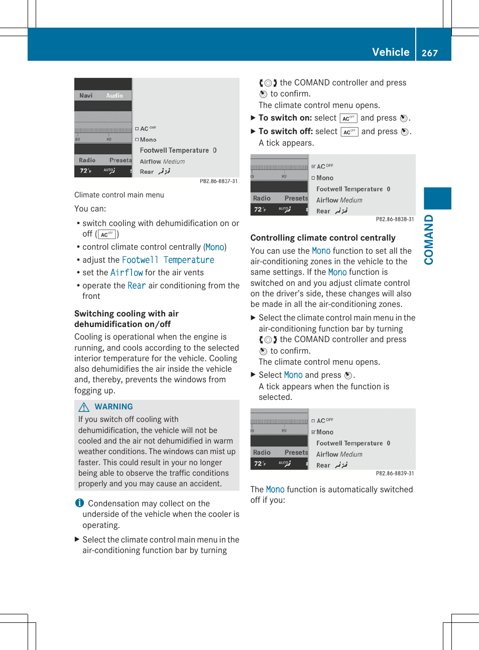 Comand, Vehicle | Mercedes-Benz S-Class 2012 User Manual | Page 269 / 536